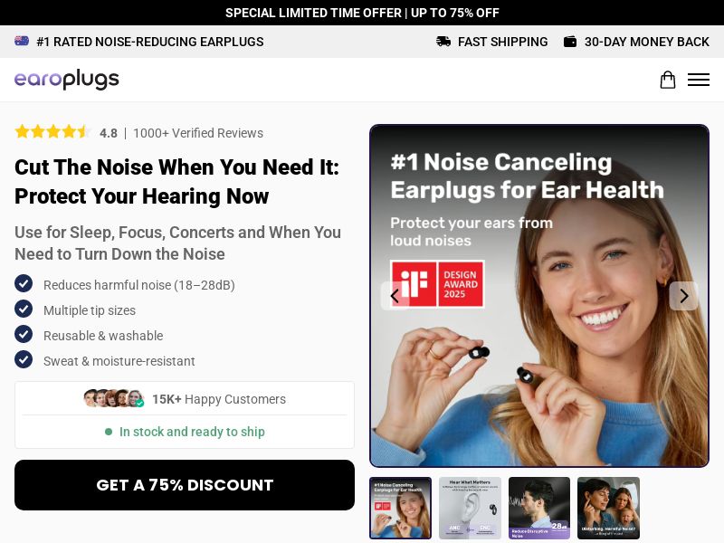 ! NEW OFFER - Earoplugs Noise Reducing Plugs - DTC [AU] (Social,Banner,Native,Push,SEO,Search,Brand Bidding) - CPA