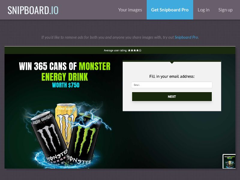 YouSweeps - Win 365 cans of Monster Energy drinks worth $750 CA - SOI