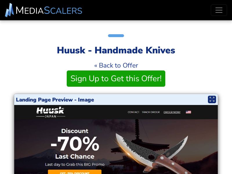 Huusk - Handmade Knives {+Advertorial, DTC, Multi-Lang} (Event Tracking) [US, DE, CA, AU, UK, FR, IL, +44 More]
