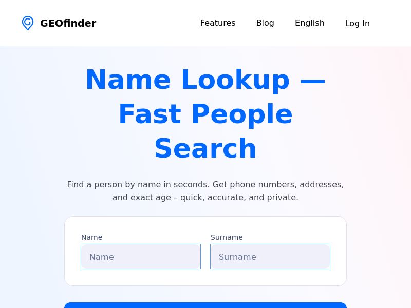 [CPA] Geofinder 1 day Trial: Reverse Name Lookup