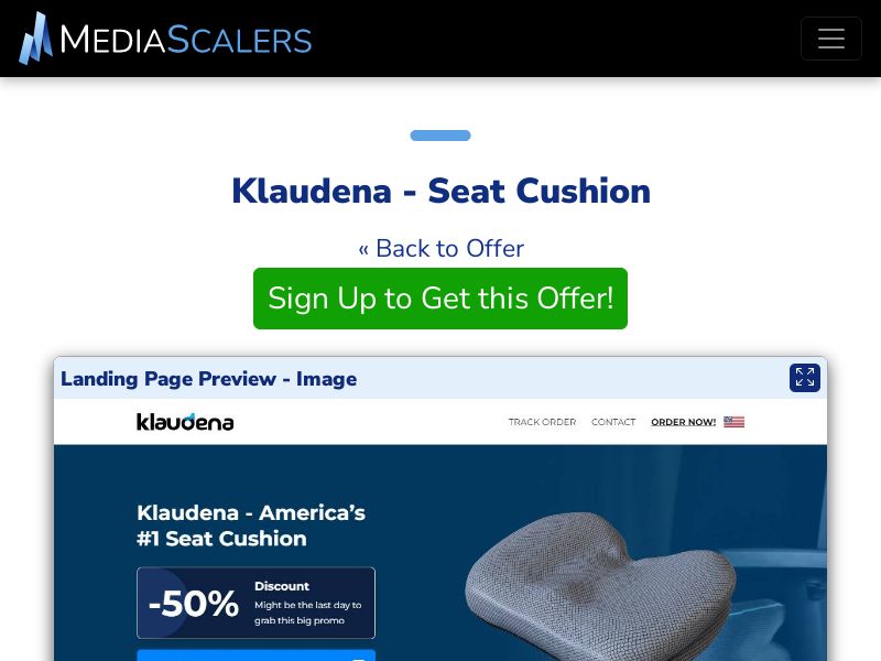 Klaudena - Seat Cushion {+Advertorial, DTC, Multi-Lang} (Event Tracking) [US, DE, CA, AU, UK, FR, IL, +44 More]