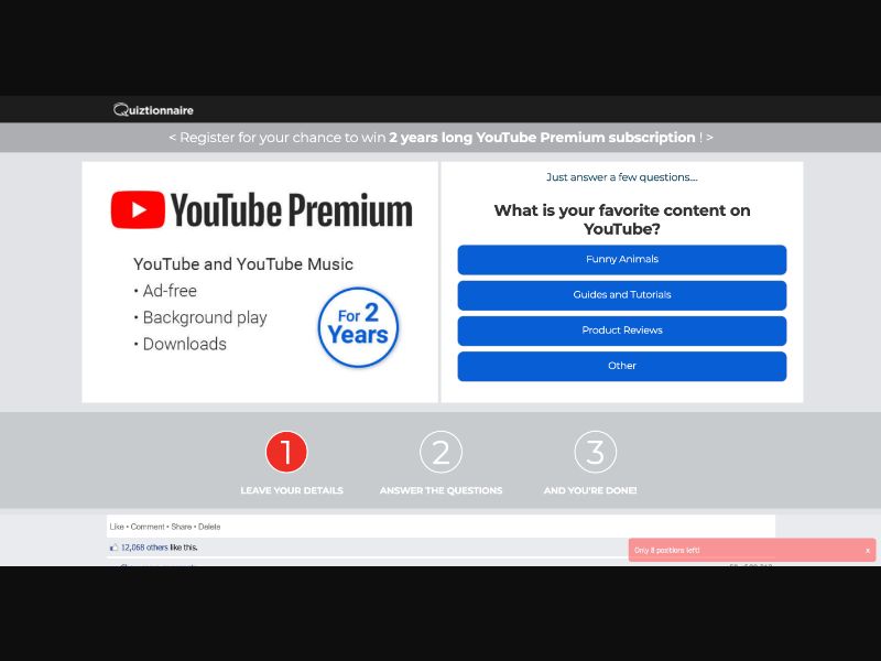 NL - Quiztionnaire - YouTube Premium - (CPL)