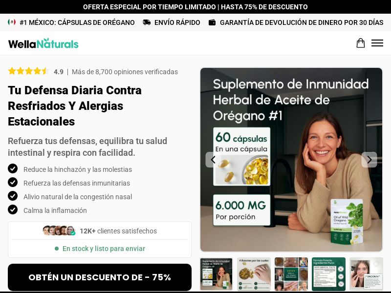 ! NEW OFFER - WellaNaturals Oregano Oil Pills [LATAM] (Social,Banner,Native,Push,SEO,Search,Brand Bidding) - CPA