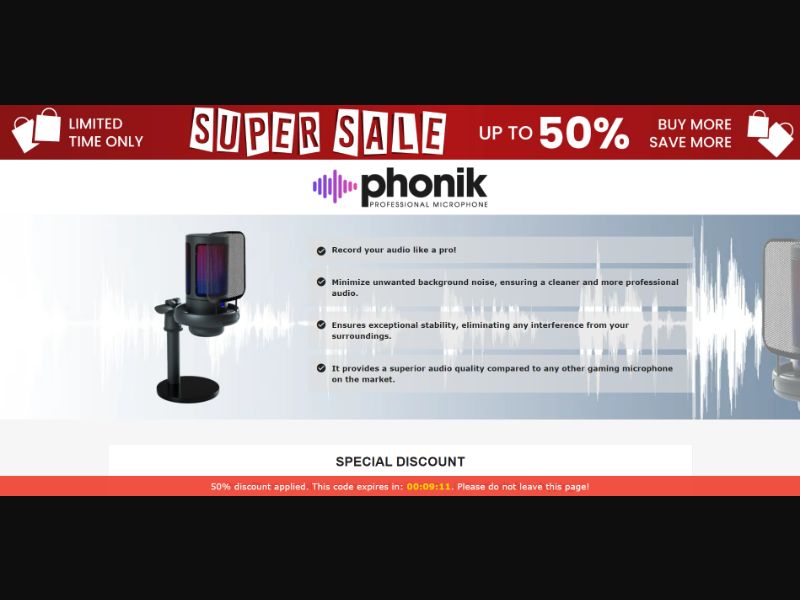 [WEB+MOB] Qinux Phonik – Professional Microphone /International (112 GEOs) CPS *FB/TT/Google/Taboola Pixel*