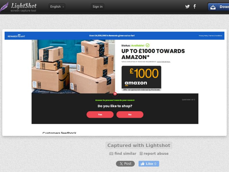 RewardsGiant - Amazon Voucher - CPL | US