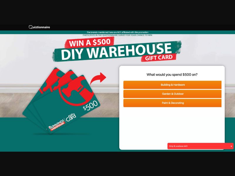 AU - Quiztionnaire - Bunnings Giftcard - (CPL)