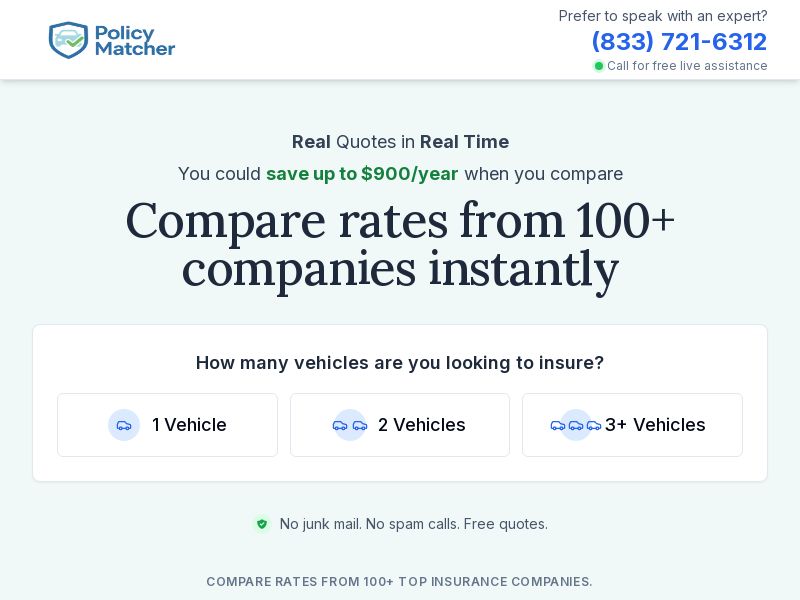 Auto Insurance (Policymatcher.com) | CPL Referral Traffic (Leads + Clicks + Calls) | O&O Exclusive Offer