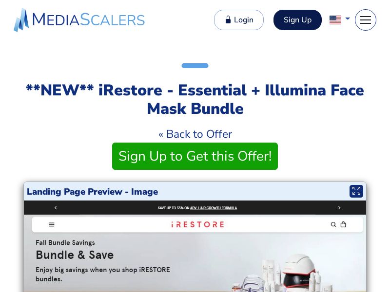 iRestore - Essential + Illumina Face Mask Bundle (Event Tracking) [US, DE, CA, AU, GB, FR, ZA, +70 More]