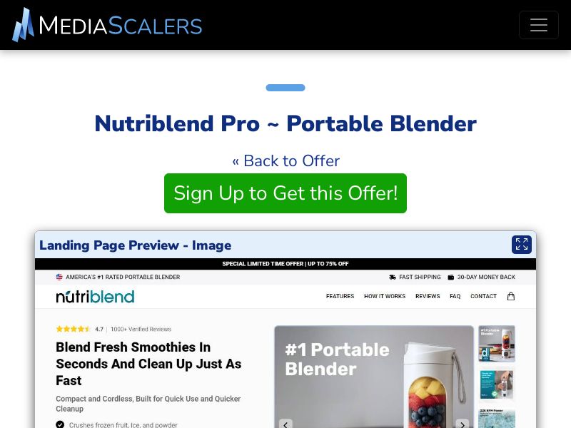 Nutriblend Pro ~ Portable Blender {+Advertorial, DTC, Alt-Landers} [US, DE, CA, AU, UK, FR, IL, +232 More]