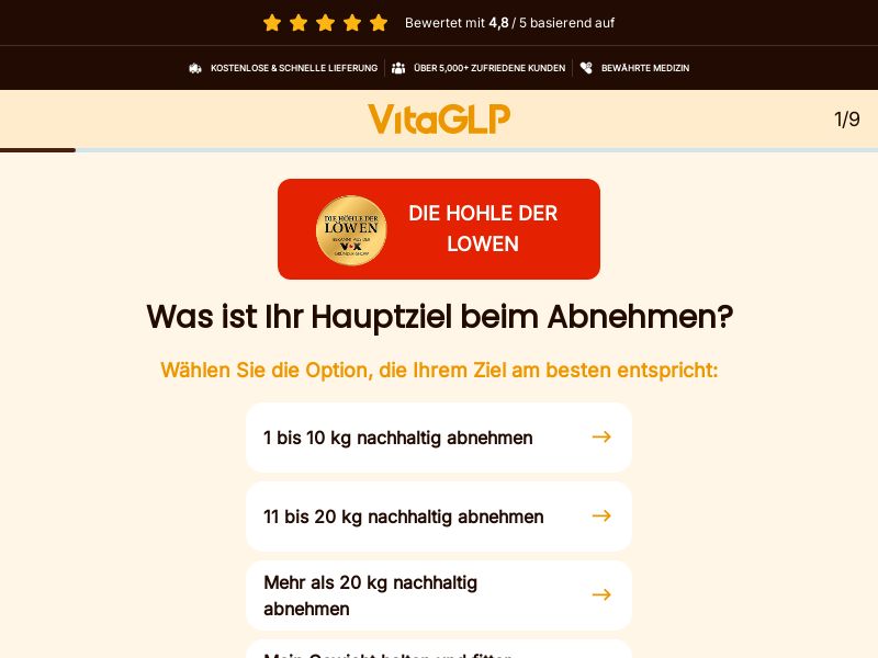 VitaGLP - High CTC - Quiz LP [DE,AT,FR,BE,CH] (Banner,Native,Social,Search,SEO,Brand Bidding) - CPA