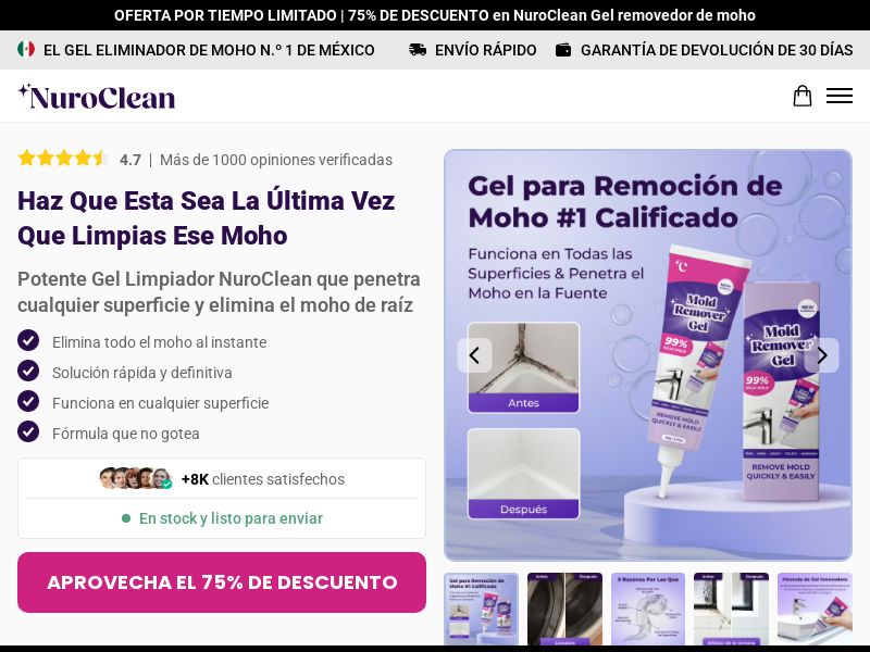 ! NEW OFFER - NuroClean Mold Remover [LATAM] (Social,Banner,Native,Push,SEO,Search,Brand Bidding) - CPA
