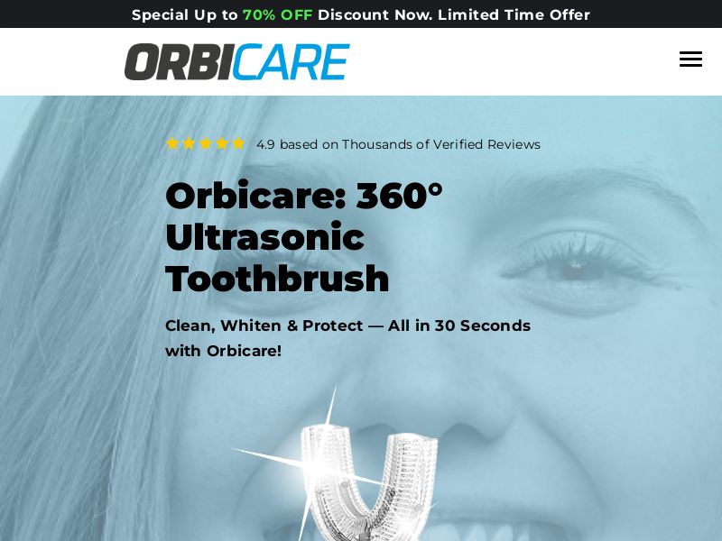 ! NEW OFFER - Orbicare Ultrasonic Toothbrush [US] (Social,Banner,Native,Push,SEO,Search,Brand Bidding) - CPA