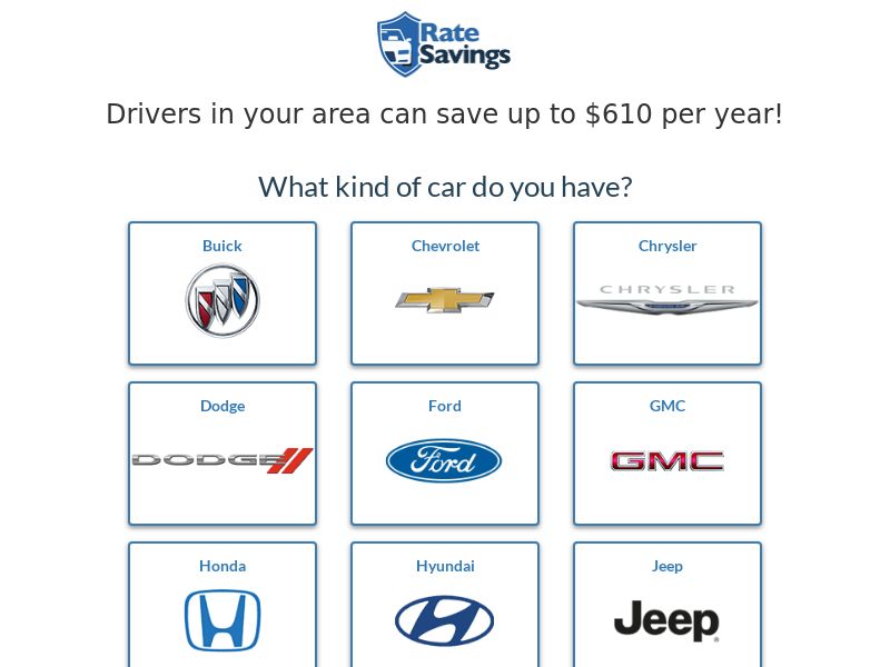 Auto Insurance (ratesavings) | CPL | US | Revshare | Pre-Approval