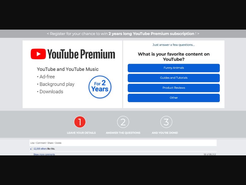 UK - Quiztionnaire - YouTube Premium - (CPL)