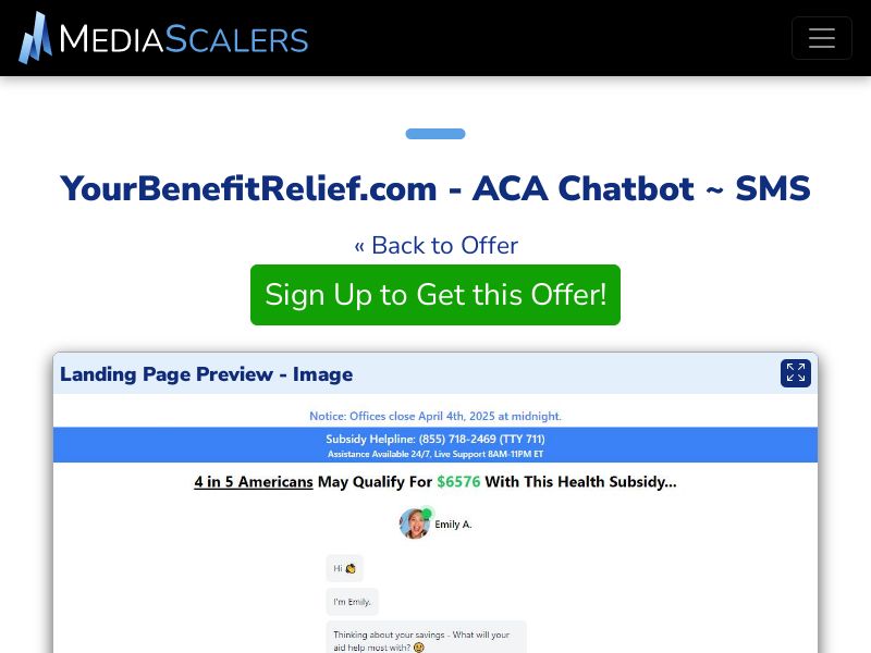 YourBenefitRelief.com - ACA Chatbot ~ SMS [US]