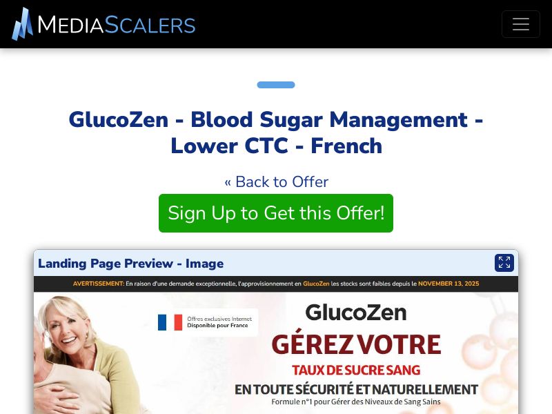 GlucoZen - Blood Sugar Management - Lower CTC - French (Event Tracking) [FR, BE]