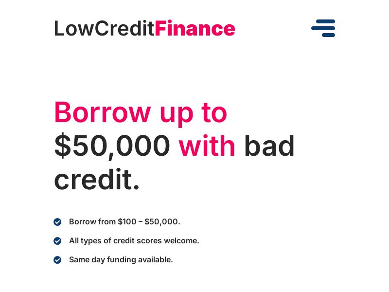 Low Credit Finance Revshare *Creative required*