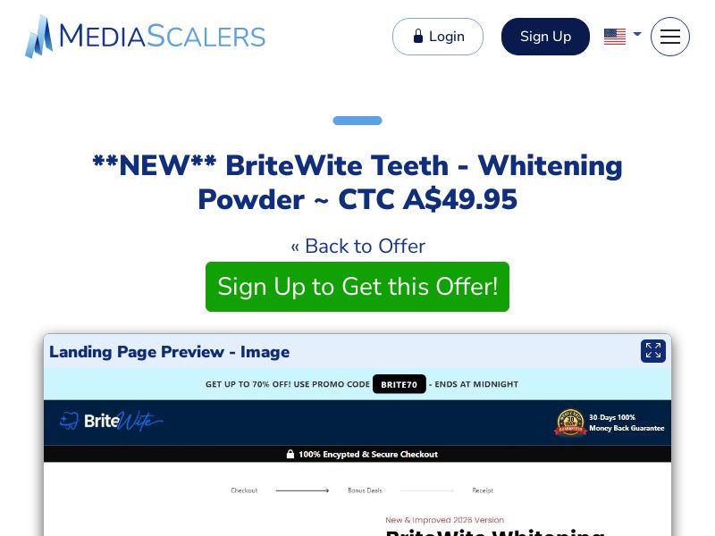 BriteWite Teeth - Whitening Powder ~ CTC A$49.95 {+Alt-Landers, DTC} (Event Tracking) [AU]