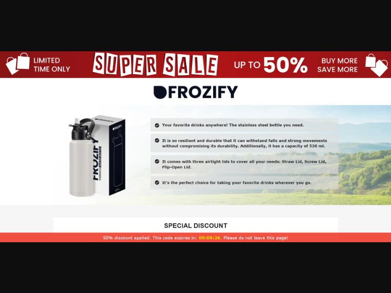 [WEB+MOB] Qinux Frozify – Thermos Water Bottle /International (112 GEOs) CPS *FB/TT/Google/Taboola Pixel* [Approval Required]