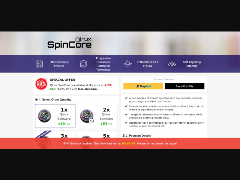 [WEB+MOB] Qinux SpinCore – Resistance Hand Grip /International (112 GEOs) CPS *FB/TT/Google/Taboola Pixel* [Approval Required]