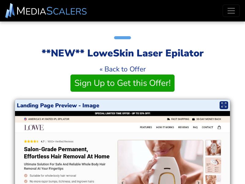 LoweSkin Laser Epilator {+DTC, Advertorial, Alt-Landers} [US, DE, CA, AU, GB, FR, IL, +236 More]