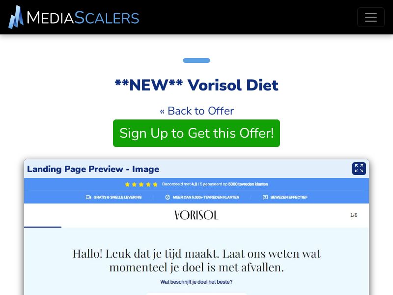 Vorisol Diet {+Quiz, DTC} [NL]