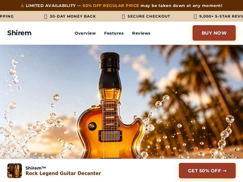 ! NEW OFFER - Shirem Rock Legend Guitar Decanter [INTL] (Social,Banner,Native,Push,SEO,Search,Brand Bidding) - CPA