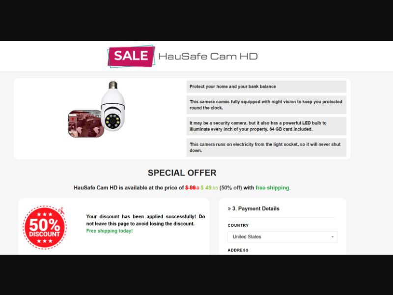 [WEB+MOB] HauSafe Cam HD /International (113 GEOs) CPS *FB/TikTok/Google/Taboola Pixel*