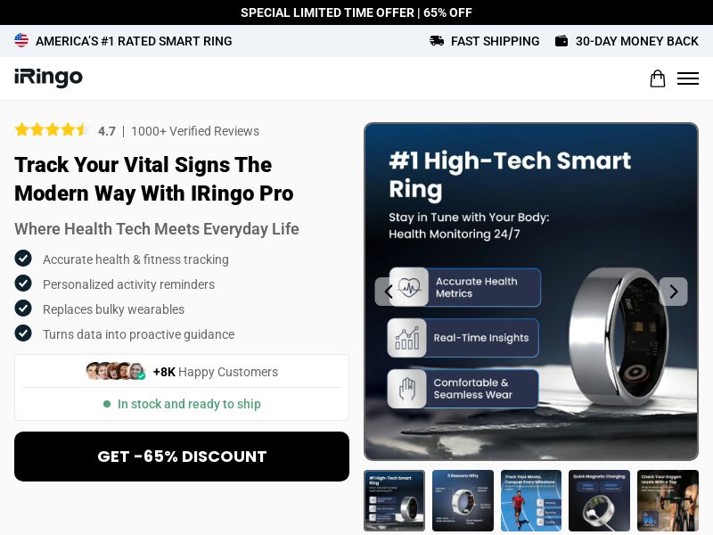 Smart Ring Tracker - iRingo Pro - CTC $99.99