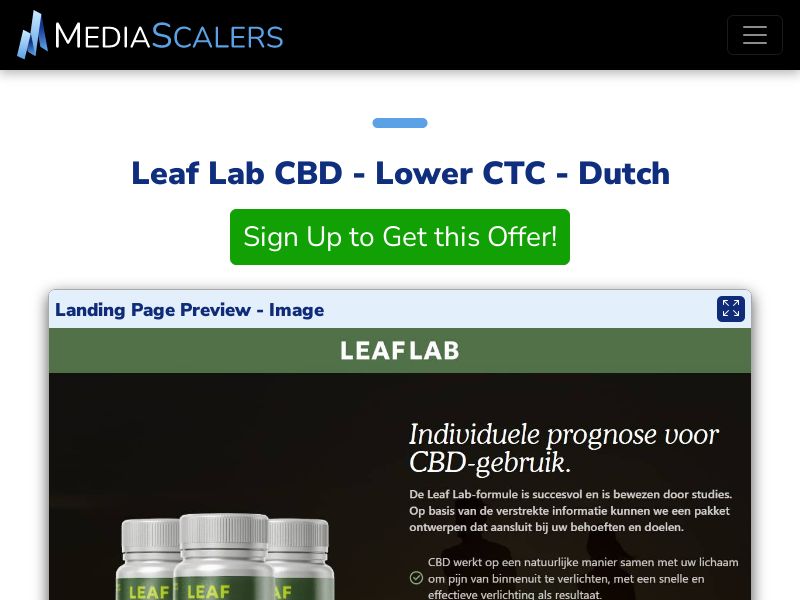 Leaf Lab CBD - Lower CTC - Dutch (Event Tracking) [BE]