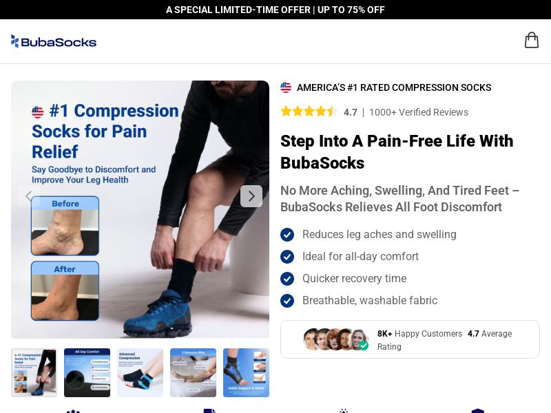 ! NEW OFFER - BubaSocks Short Compression Socks - DTC [INTL] (Social,Banner,Native,Push,SEO,Search,Brand Bidding) - CPA