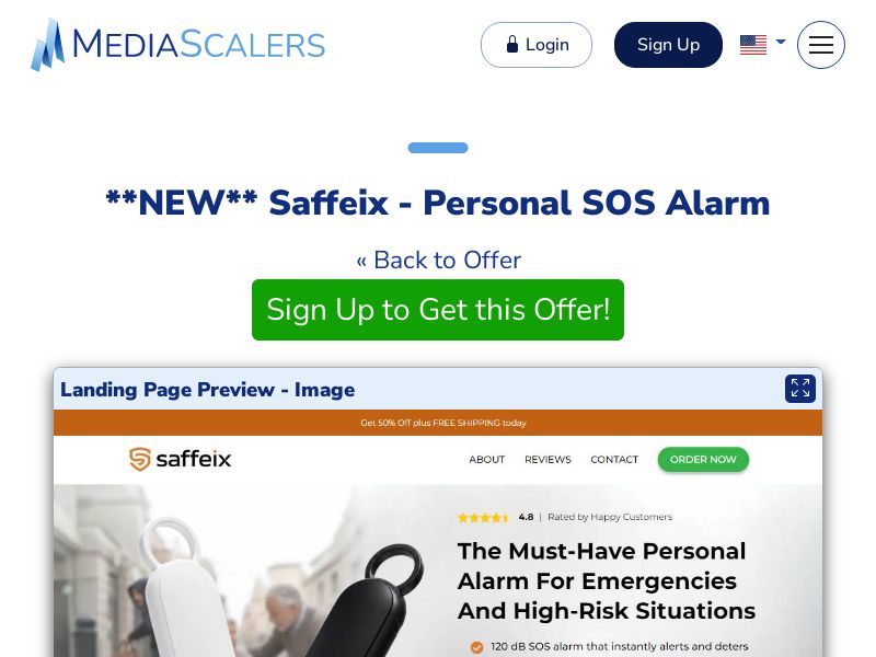 Saffeix - Personal SOS Alarm {+Advertorial, DTC, Alt-Landers} [US, DE, CA, AU, UK, IL, ZA, +102 More]