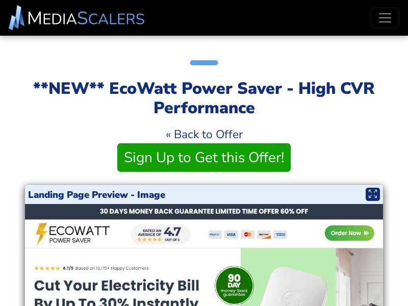 EcoWatt Power Saver - High CVR Performance {+Advertorial, DTC} (Event Tracking) [US, DE, CA, AU, UK, FR, IL, +114 More]