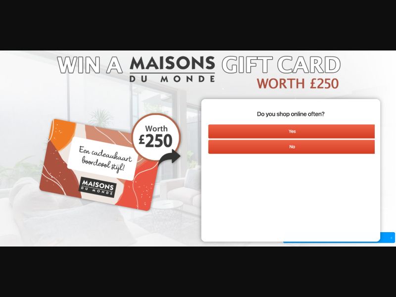 UK - Quiztionnaire - Maisons du Monde Gift card - (CPL)