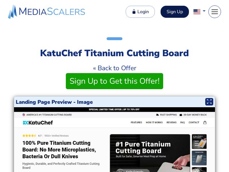 KatuChef Titanium Cutting Board {+Advertorial, DTC, Alt-Landers} (Event Tracking) [US, DE, CA, AU, UK, FR, IL, +232 More]