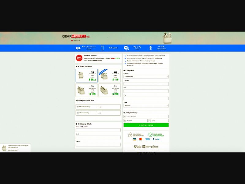 [WEB+MOB] Gear Airbuds PRO /International (112 GEOs) CPS *FB/TikTok/Google/Taboola Pixel*