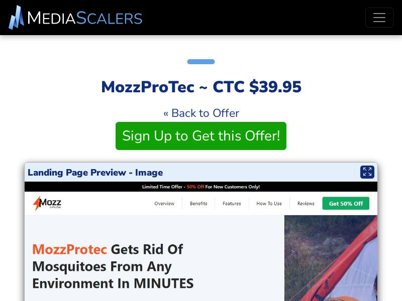 MozzProTec ~ CTC $39.95 {+Advertorial, DTC, Alt-Landers} (Event Tracking) [US]