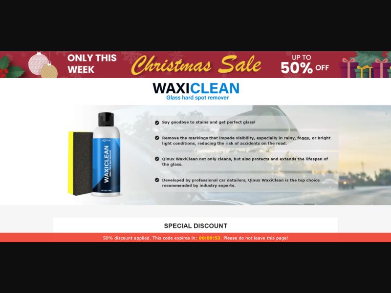 [WEB+MOB] Qinux WaxiClean – Glass Hard Spot Remover /International (112 GEOs) CPS *FB/TT/Google/Taboola Pixel*