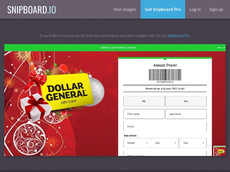 YouSweeps - Win a $1000 Dollar General Gift Card Christmas US - SOI *PREFILL*