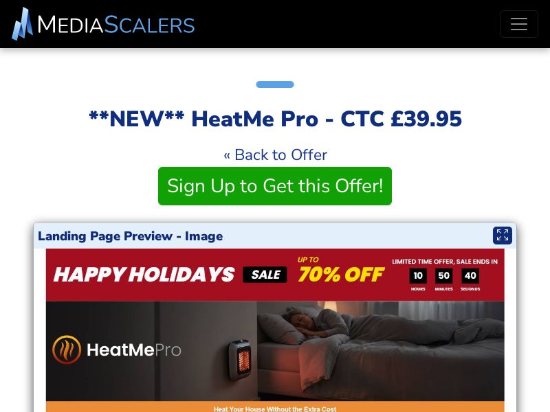 HeatMe Pro - CTC £39.95 {+DTC, Alt-Landers, Advertorial} (Event Tracking) [UK]