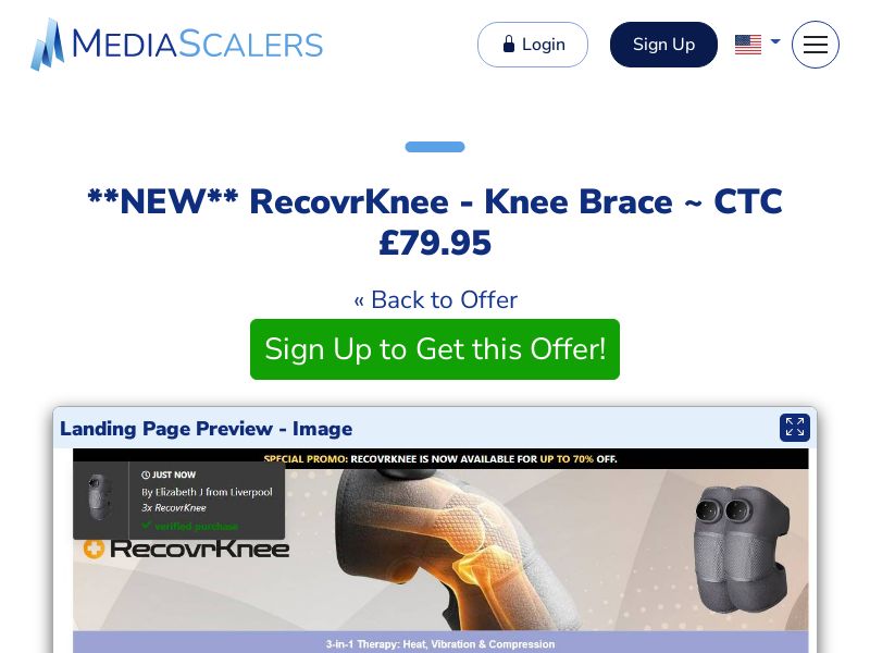 RecovrKnee - Knee Brace ~ CTC £79.95 (Event Tracking) [UK]