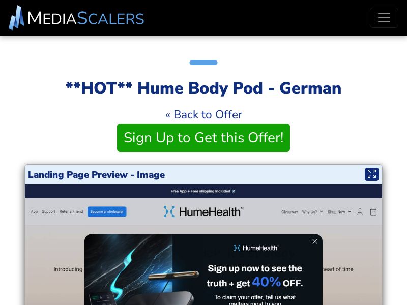 Hume Body Pod - German [DE, AT, CH, US, CA, AU, UK, +15 More]