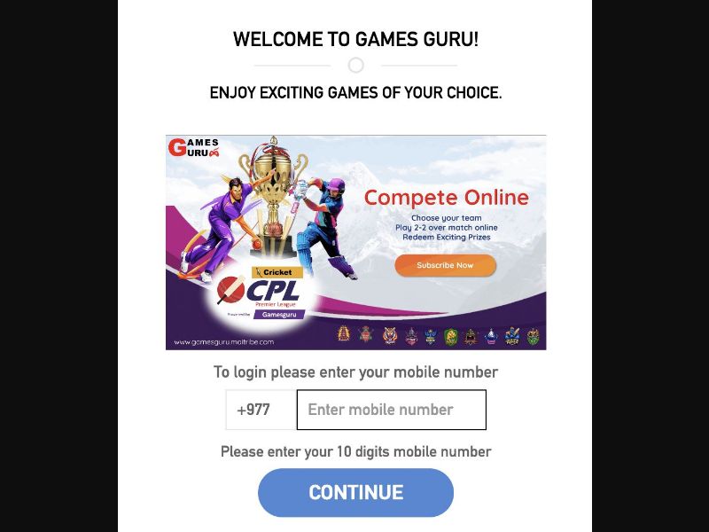 35953 - NP - [MOB] - GAMESGURU: Play and Win Prizes - NCELL - PIN