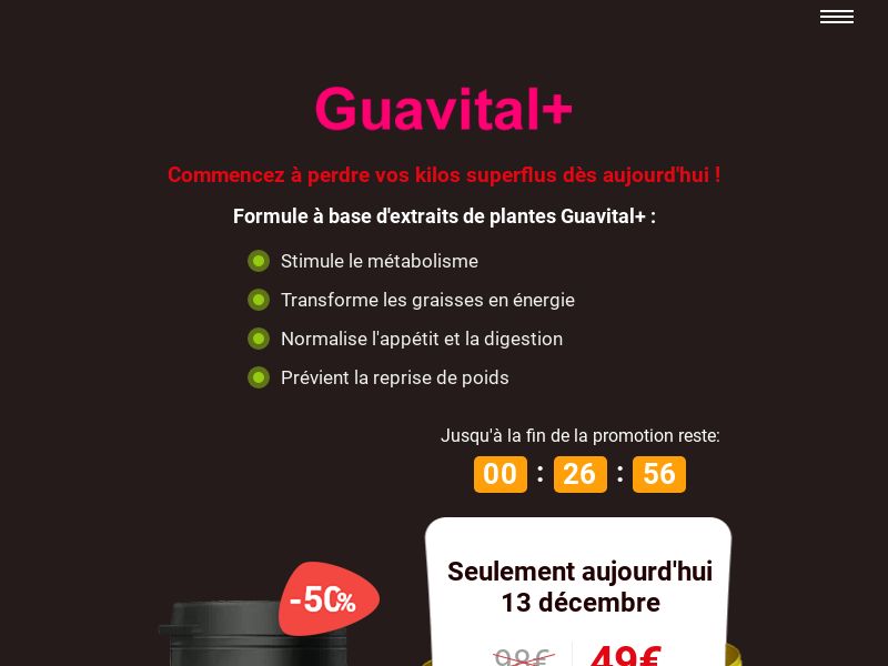 GUAVITAL+ caps EU - WEIGHT LOSS TREATMENT HOLD
