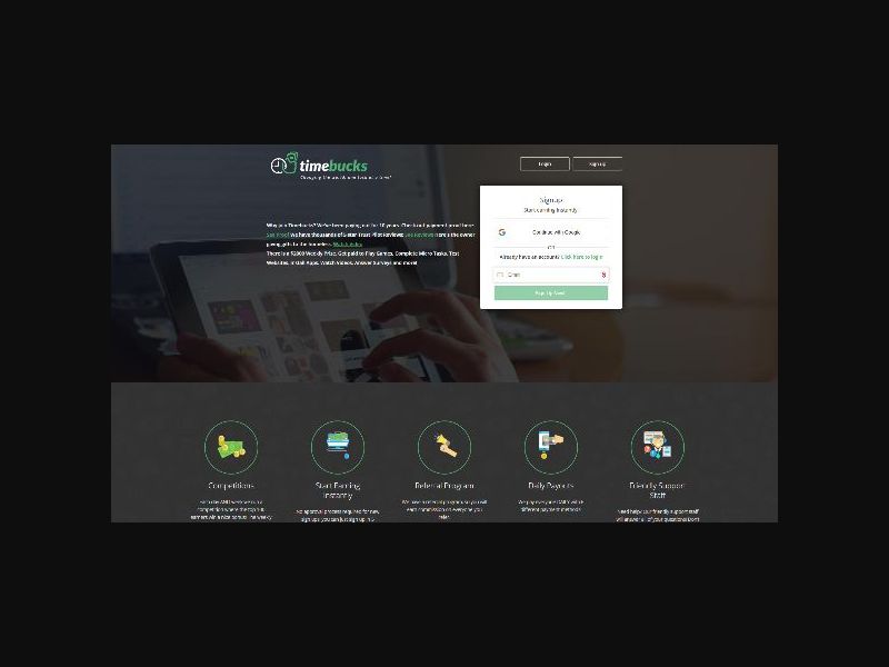 Timebucks - Pay Per Registration and First Payout - CPA (US,GB,CA +more)