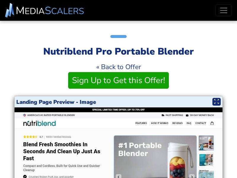 Nutriblend Pro Portable Blender {+Advertorial, DTC, Alt-Landers} [US, DE, CA, AU, UK, FR, IL, +232 More]