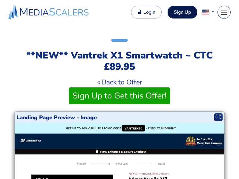 Vantrek X1 Smartwatch ~ CTC £89.95 {+DTC, Alt-Landers} (Event Tracking) [UK]