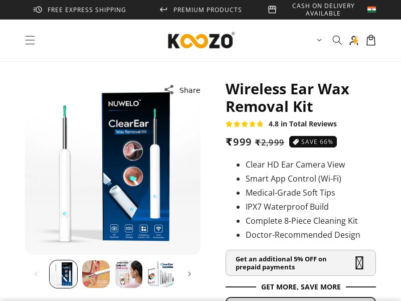 Ear Wax Removal Kit by Nuwelo CPA - India**