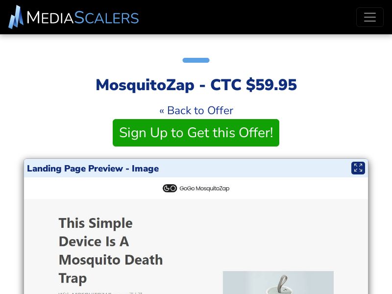 MosquitoZap - CTC $59.95 {+DTC, Alt-Landers} (Event Tracking) [US]