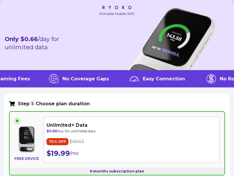 Ecom - Ryoko PRO - WiFi Router Subscription-US